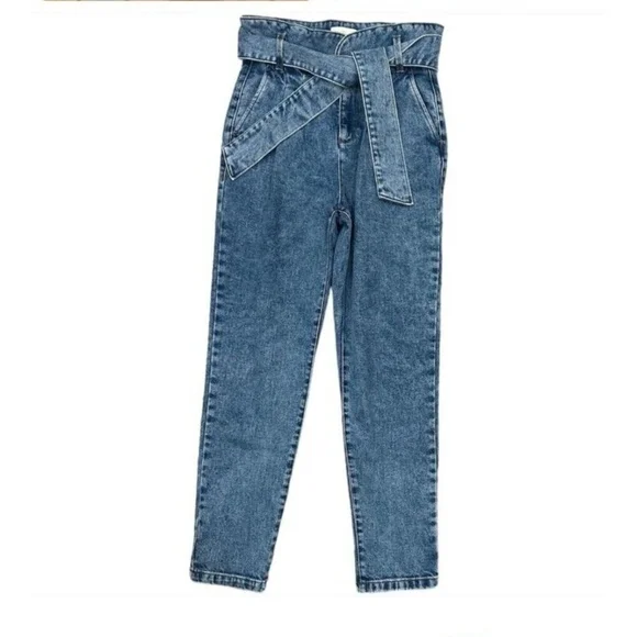 Sezane Alvin Jeans Slouchy High Rise Jeans 100%Cotton in Light Vintage Washed